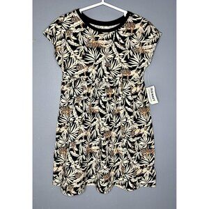 Old Navy Dress Girls 5T Toddler Black Wild Tiger Print Short Sleeve Cotton Knit